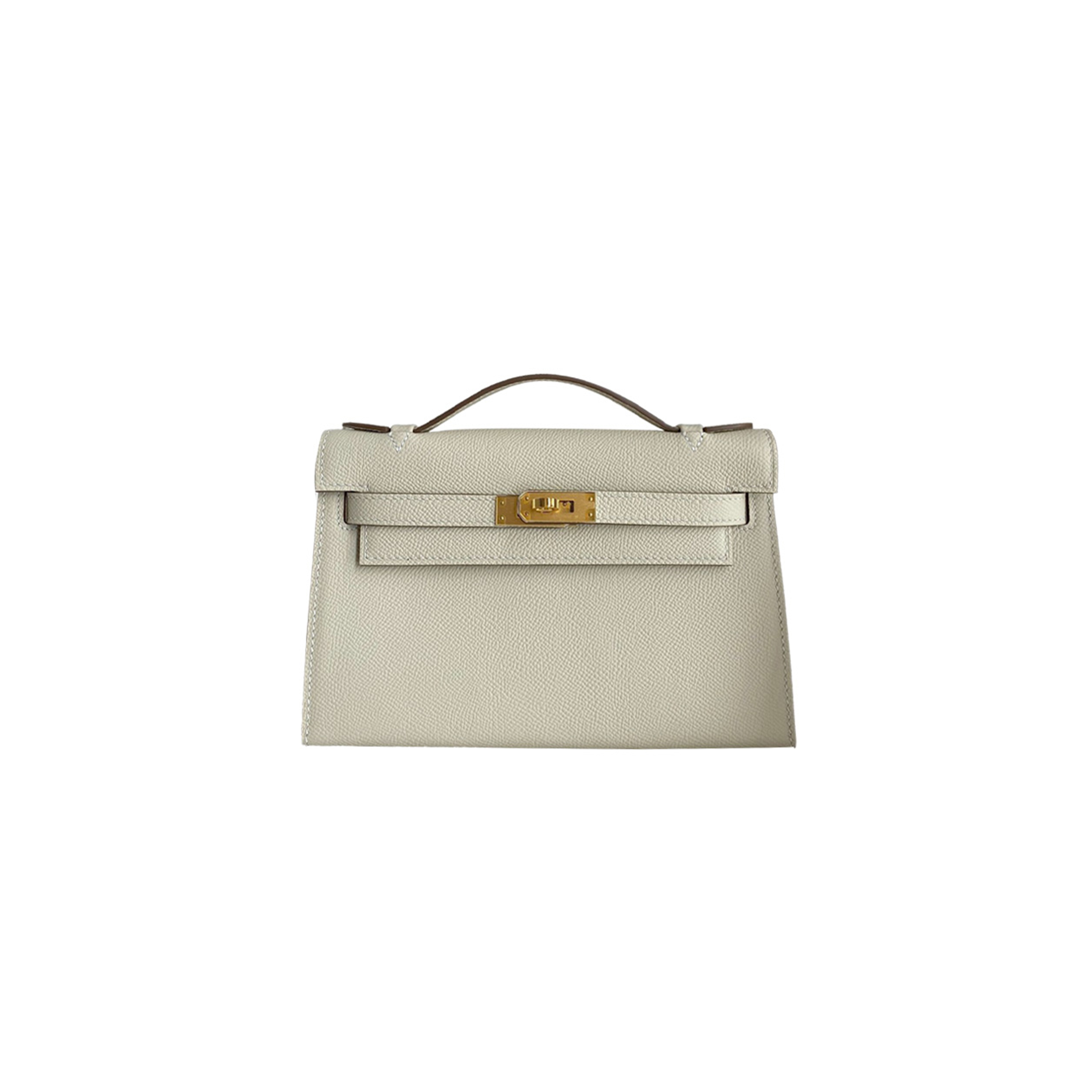 H**mes master kelly pochette bag in craie epsom 22 (22*14*7cm)